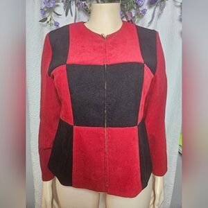 Amanda Smith Red and Black Bomber Jacket